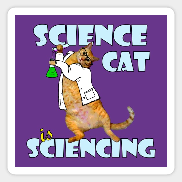 Science Cat is Sciencing Magnet by RawSunArt